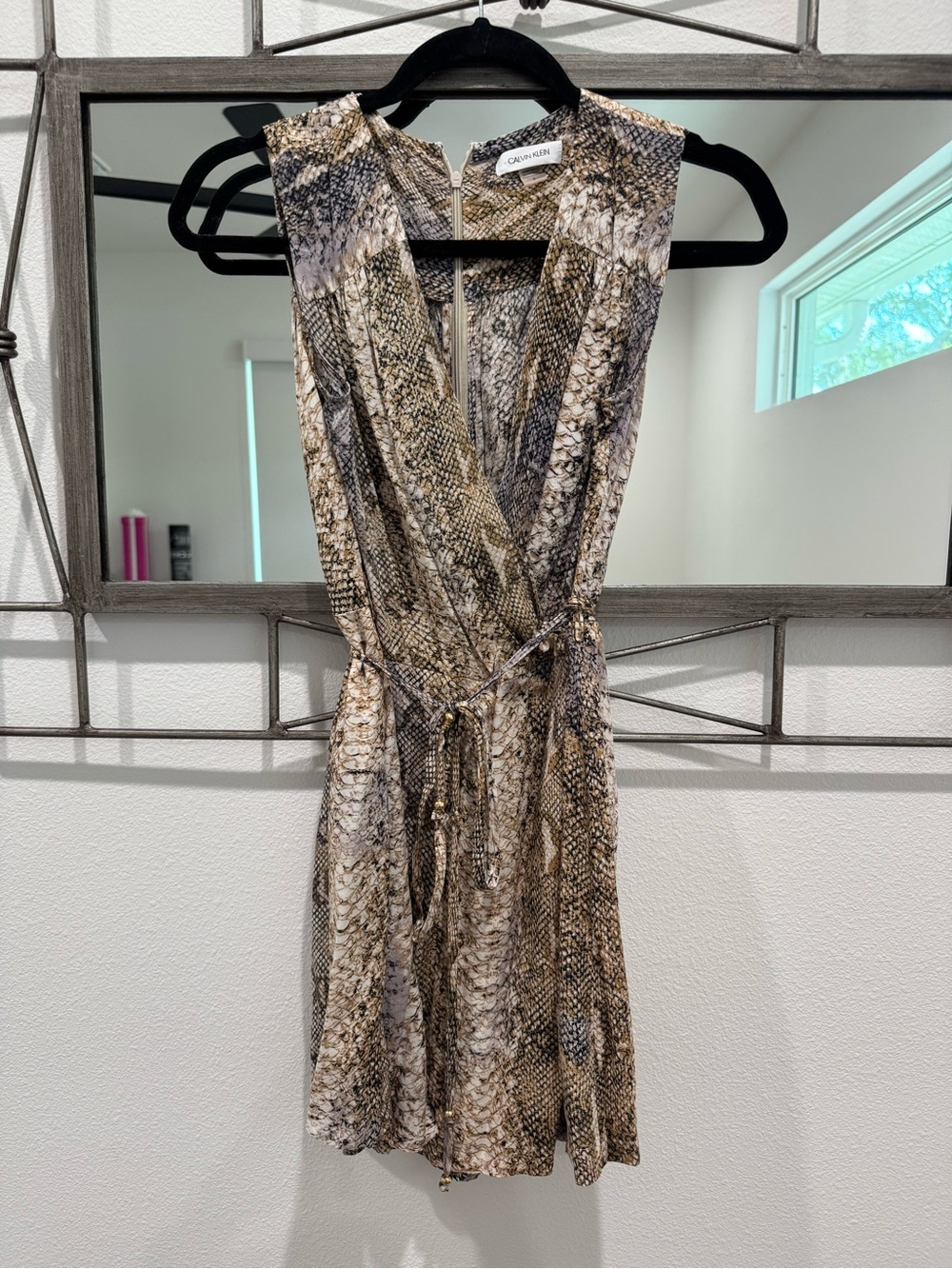 Calvin Klein Neutral Snake-Print Sleeveless Romper